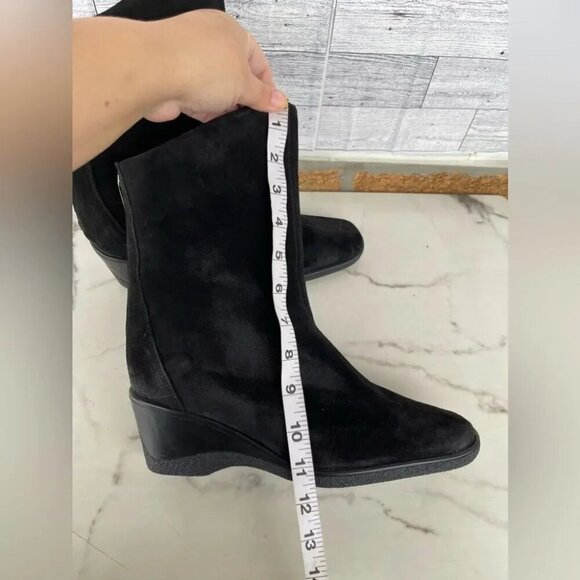 AQUATALIA Suede Black Wedge Boots size 10 - Picture 12 of 14